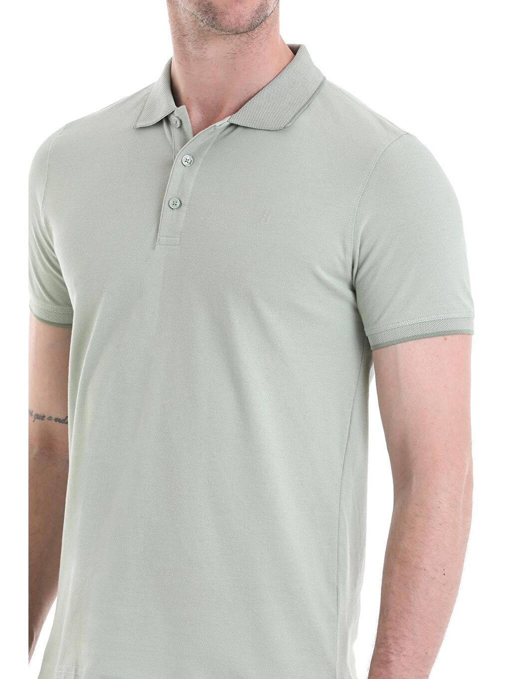 Yeşil Regular Fit Düz 100% Pamuklu Polo Yaka Tişört-4