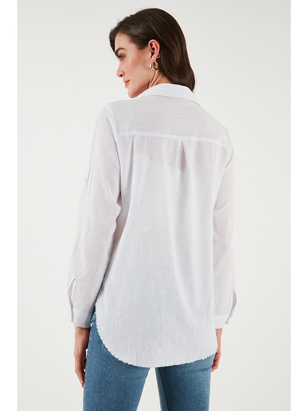 Beyaz Pamuklu Regular Fit Cepli Gömlek Cf25S16992-6