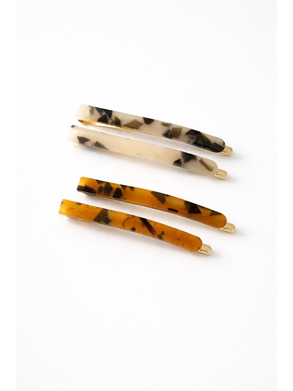 Kahverengi 4'lü Paket Kaplumbağa Kabuğu Desenli İnce Tel Toka-1