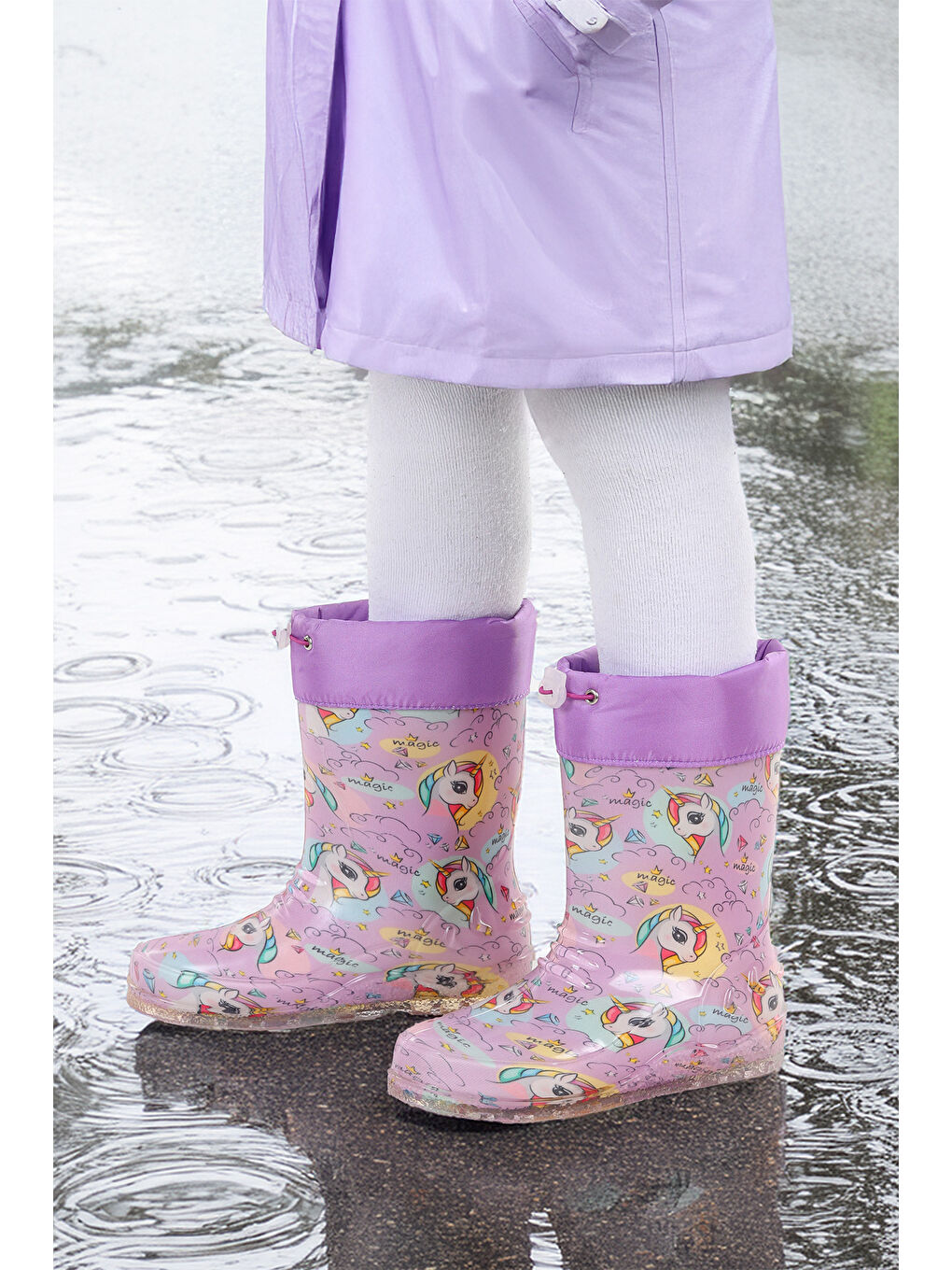 Lila Savana Su Geçirmez Kız Çocuk Yağmur Çizmesi-1