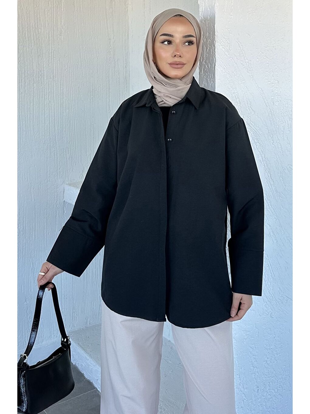 Siyah Bel Kuşaklı Tesettür Tunik-1