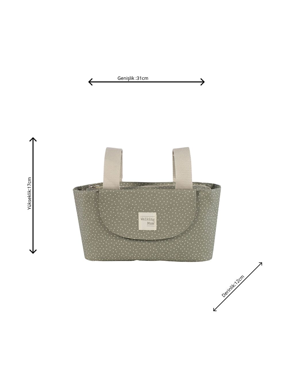 Poppy Bebek Arabası Puantiyeli Organizer Çanta Moss-7