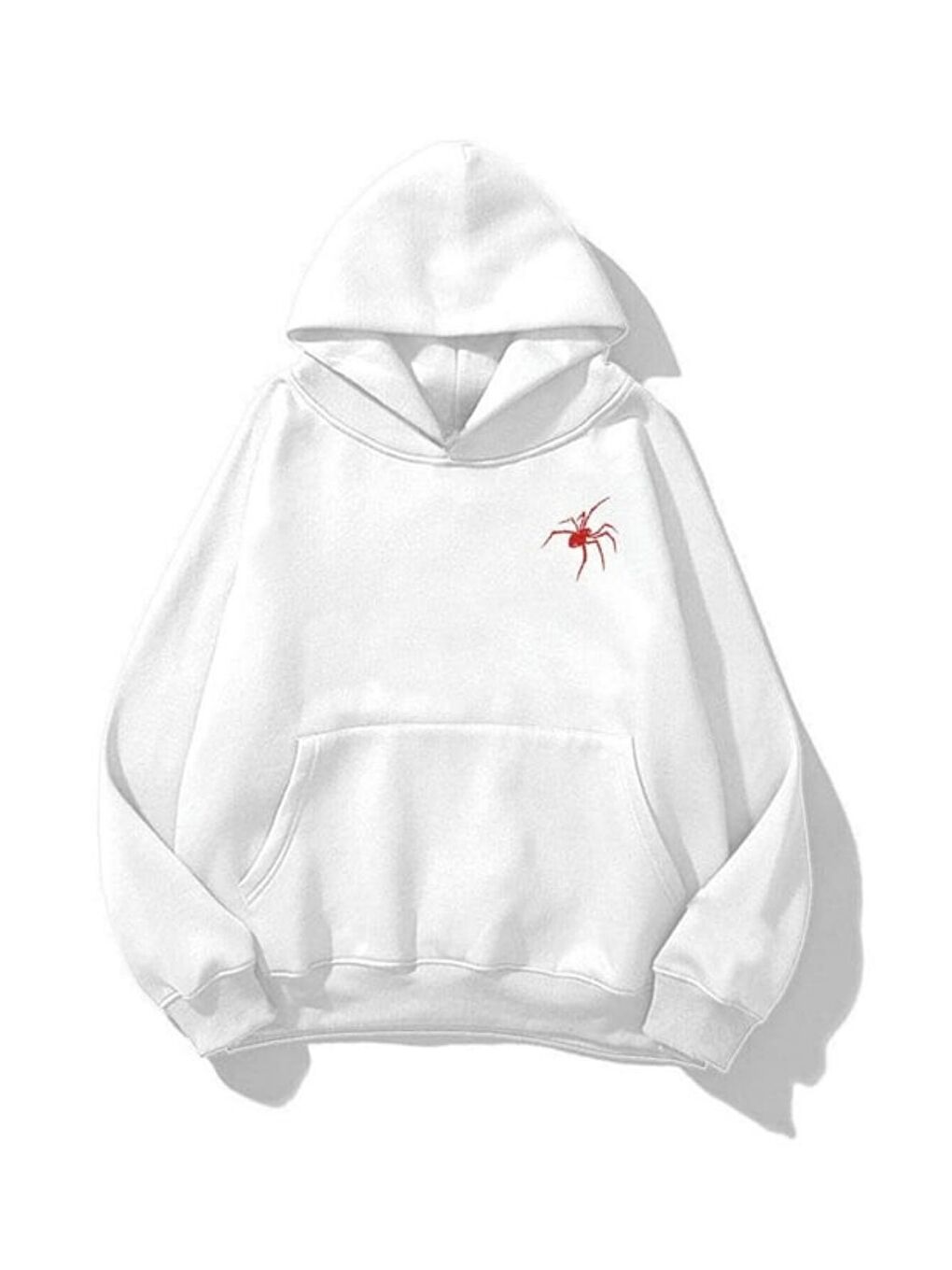 Unisex Dreamy Spider Baskılı Kapüşonlu Sweatshirt Hoodie Beyaz-1