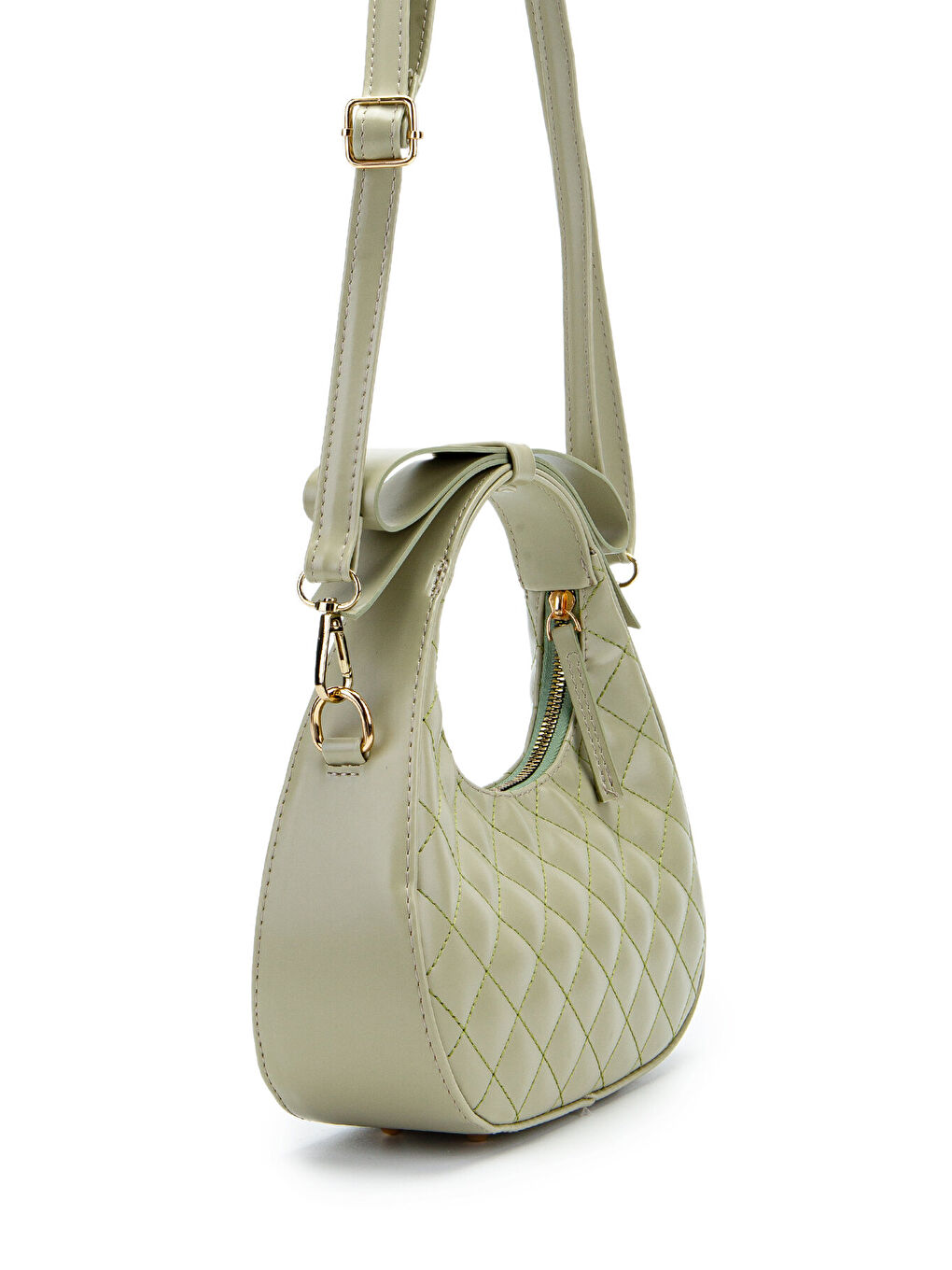 Turkuaz Fiyonk Askı Detaylı Mathilda Kadın Çapraz Çanta Yeşil-5