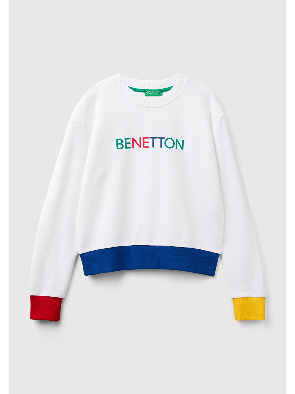 Kadın Beyaz Mix %100 Pamuk  Yazılı Bisiklet Yaka Sweatshirt-1