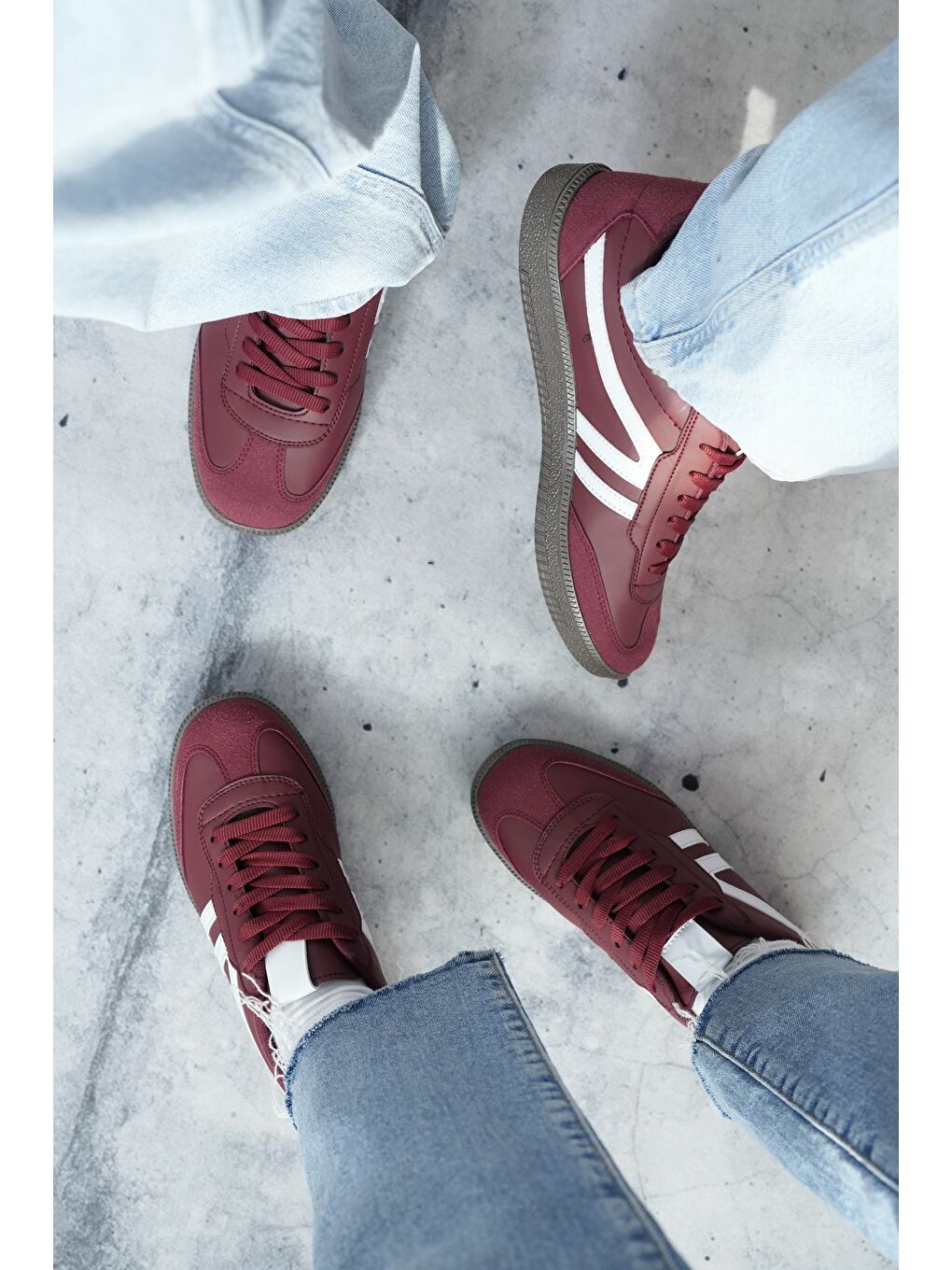 Bordo GARCİA Unisex Ortopedik Günlük Bağcıklı Yürüyüş Koşu Sneaker Spor Ayakkabı-1