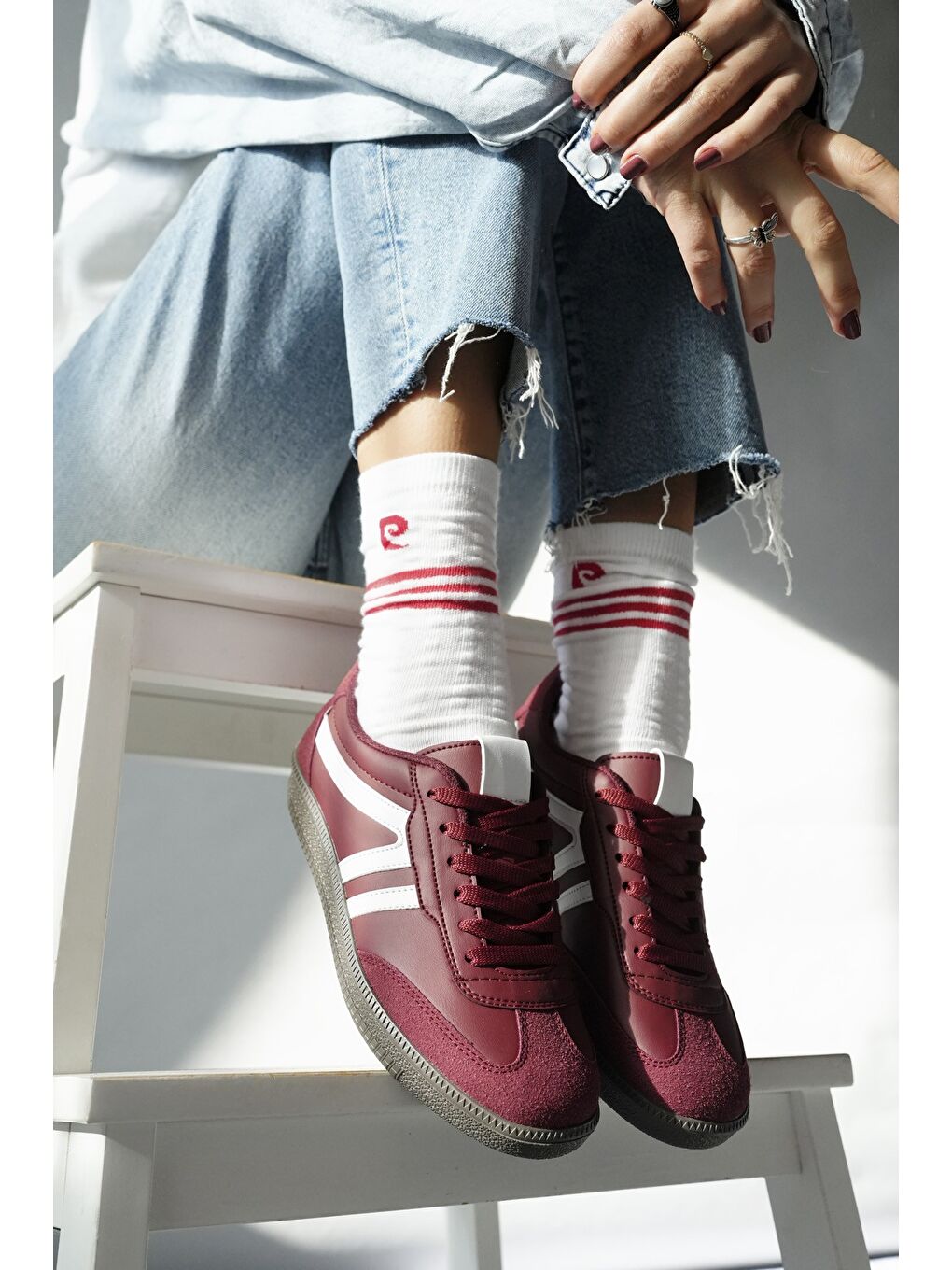 Bordo GARCİA Unisex Ortopedik Günlük Bağcıklı Yürüyüş Koşu Sneaker Spor Ayakkabı-3