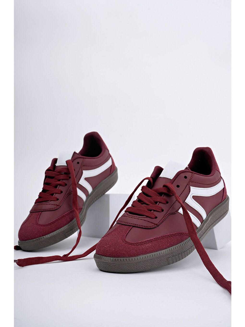 Bordo GARCİA Unisex Ortopedik Günlük Bağcıklı Yürüyüş Koşu Sneaker Spor Ayakkabı-6