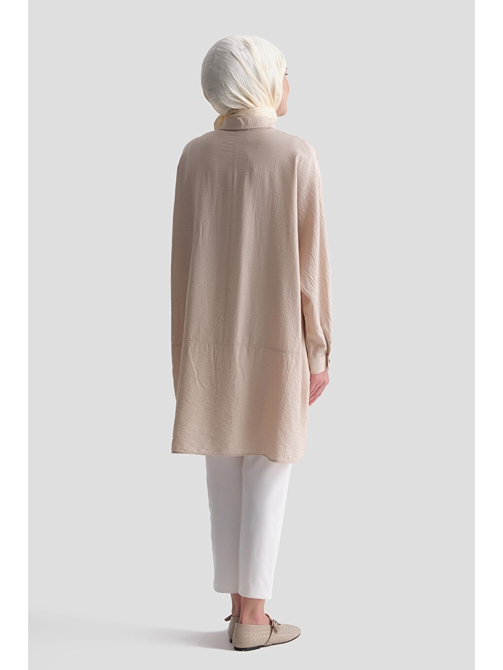 Rayon Karışımlı Tunik Bej-5