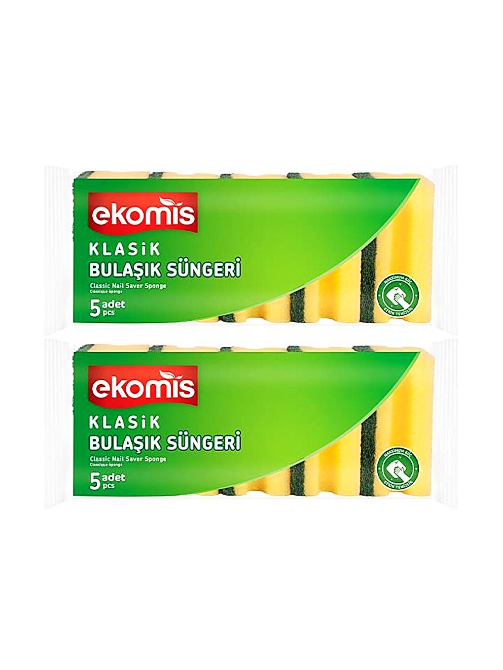 Sarı Klasik Yeşil Sünger Oluklu 5 li (2 Paket)