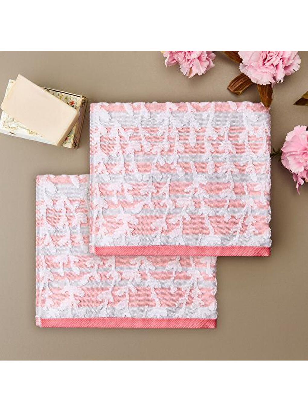 Soft Carla 2'li Havlu Seti - Açık Turuncu - 30x30 cm