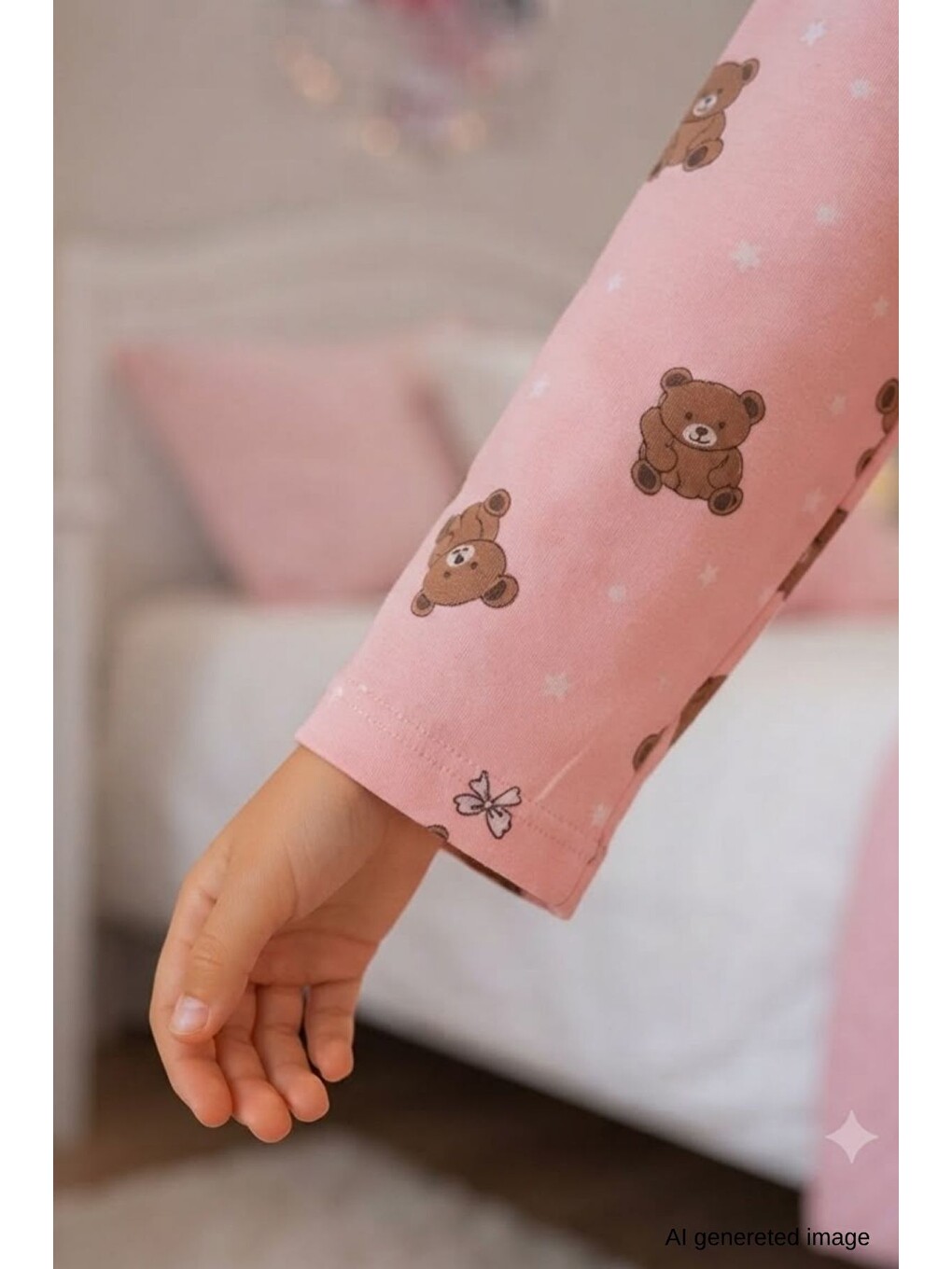 Turuncu Kız Çocuk Aile Boyu Pamuklu Desenli Pijama Takım Tkm1023-6