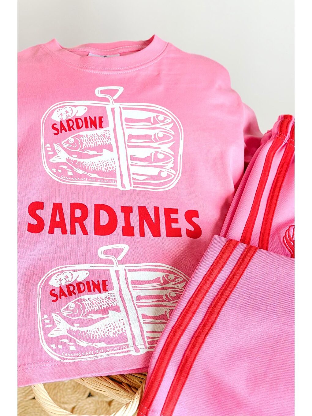 Kız Çocuk Pamuklu Pembe Baskılı T-Shirt Ve Eşofman Alt Üst Takım-3