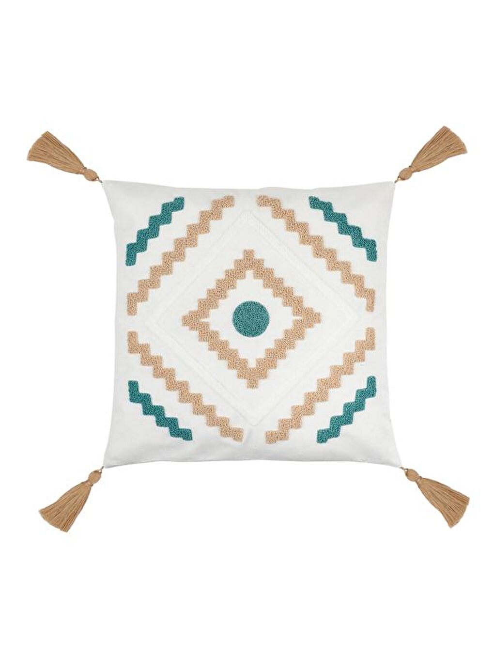 Soft Etnik Punch Kırlent - Yeşil - 45x45 cm-3