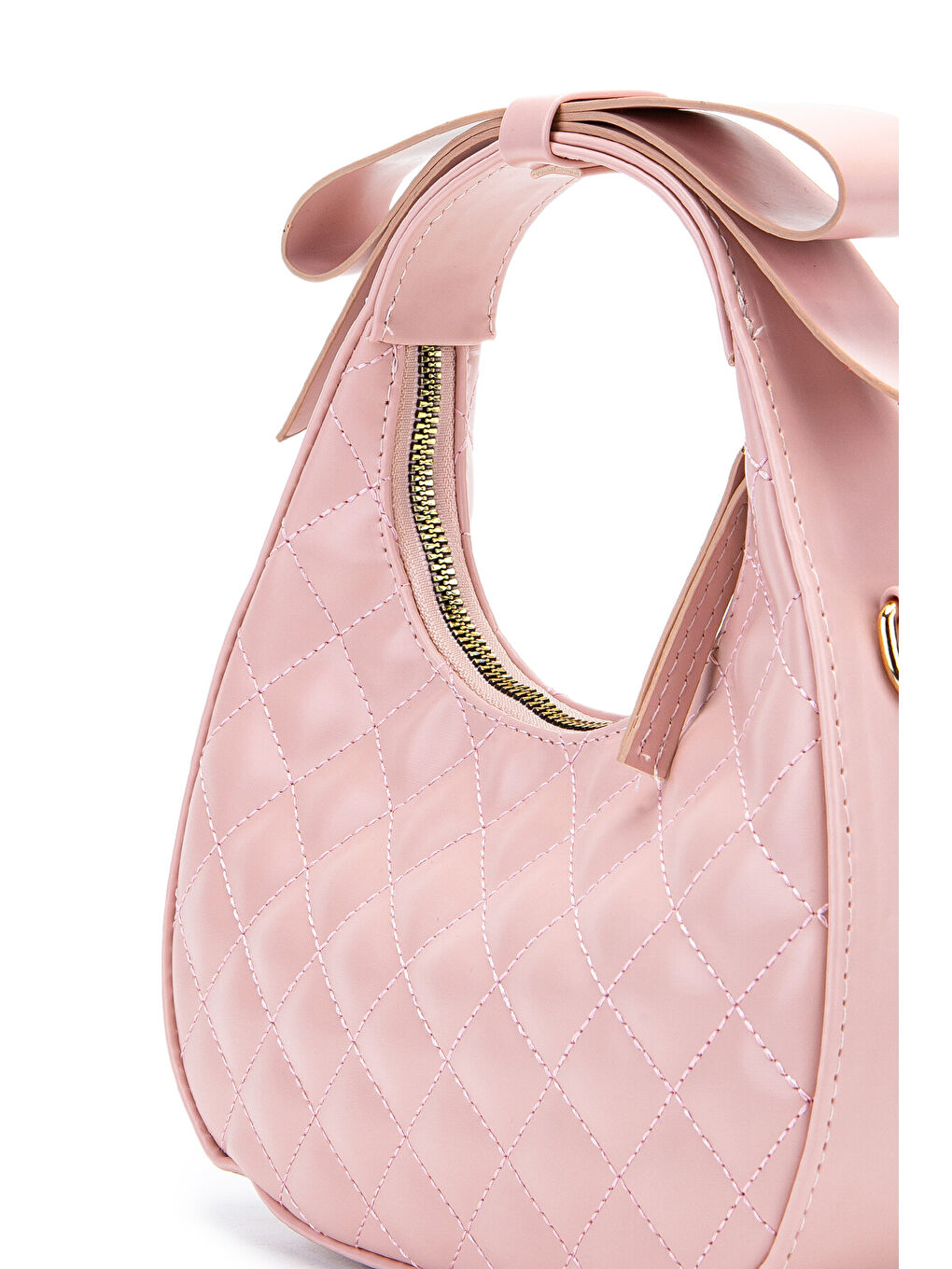 Pembe Fiyonk Askı Detaylı Mathilda Kadın Çapraz Çanta Pudra-1