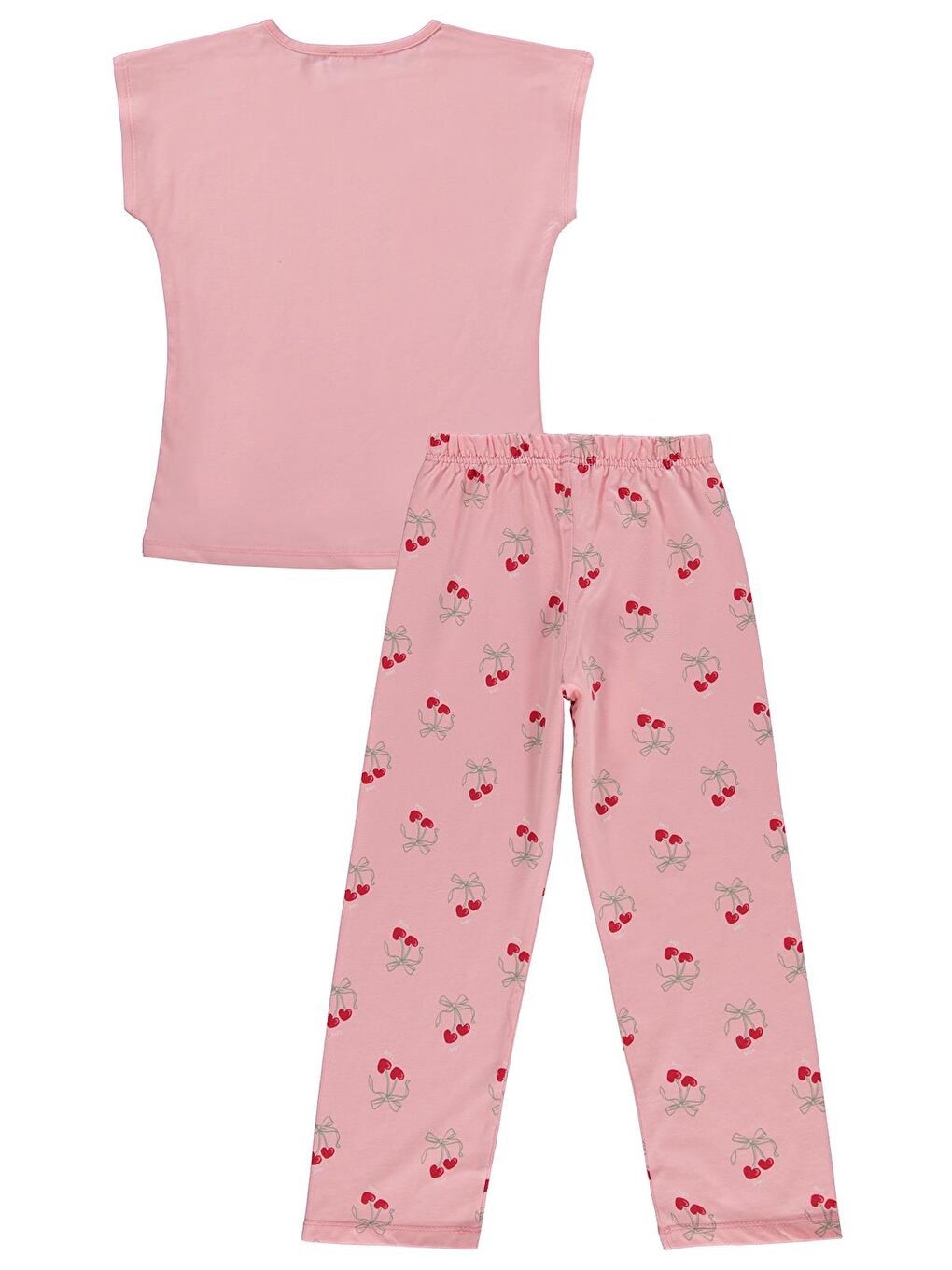 Pembe Girls Kiraz Desenli 10-13 Yaş Pijama Takımı - Pudra-2