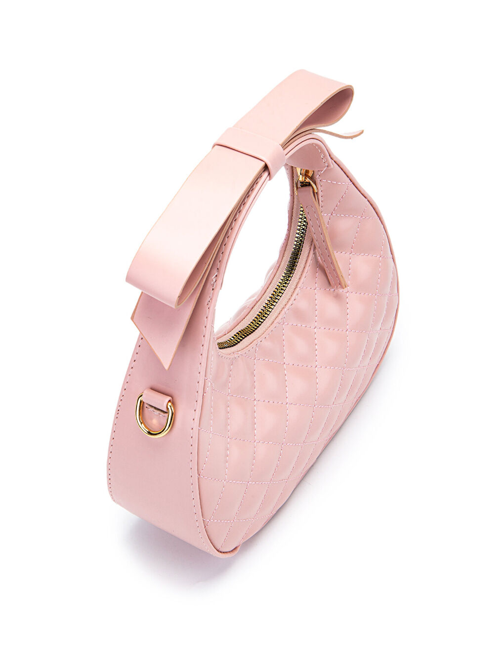 Pembe Fiyonk Askı Detaylı Mathilda Kadın Çapraz Çanta Pudra-2