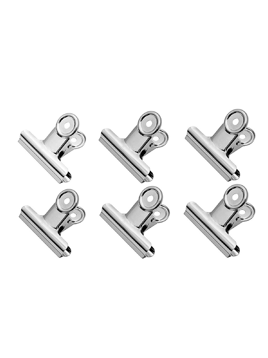 Gen-Of Gümüş Round Clips 31 mm Metal Maşa Kıskaç 6 Lı (B2005)