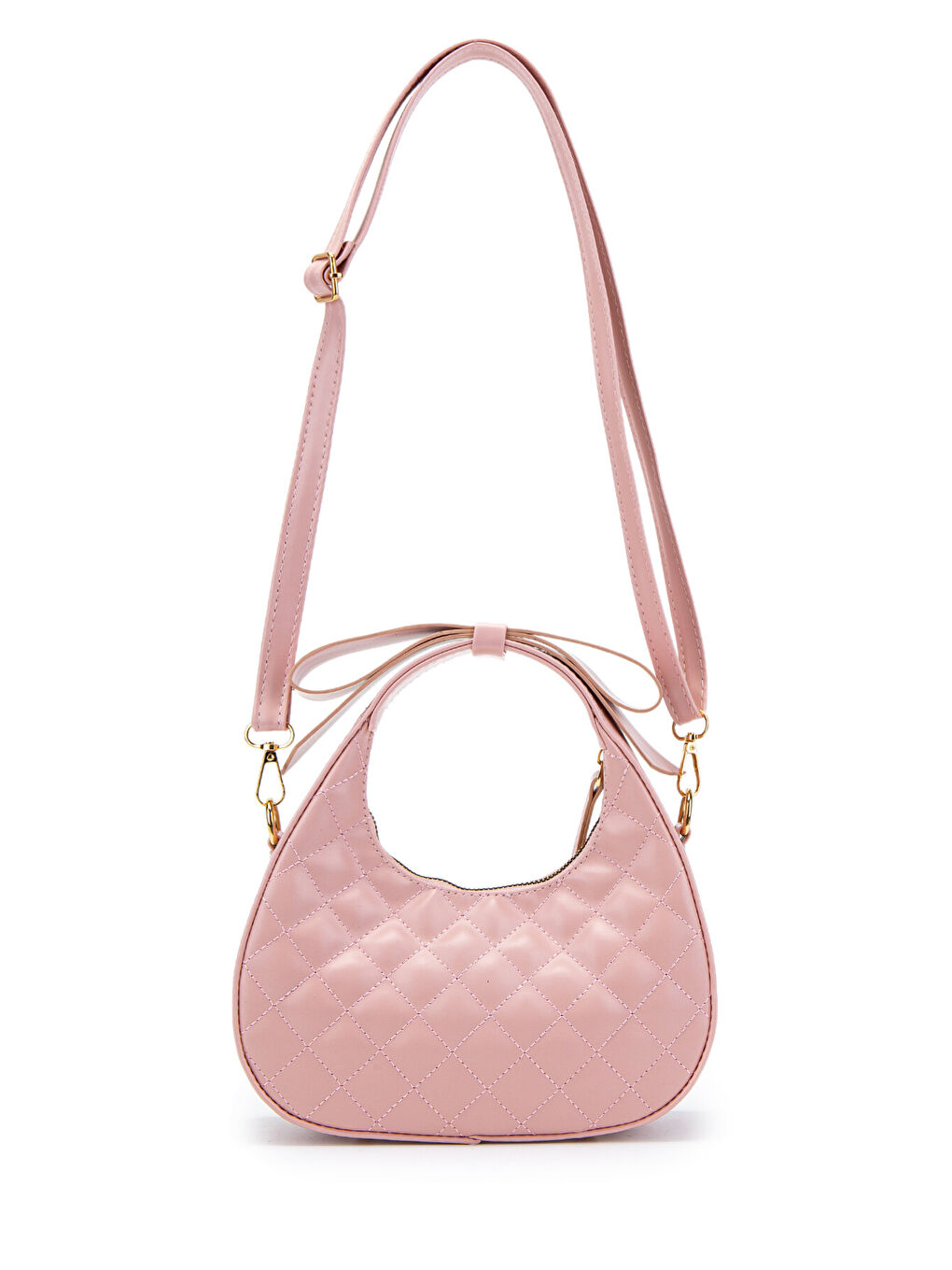 Pembe Fiyonk Askı Detaylı Mathilda Kadın Çapraz Çanta Pudra-3