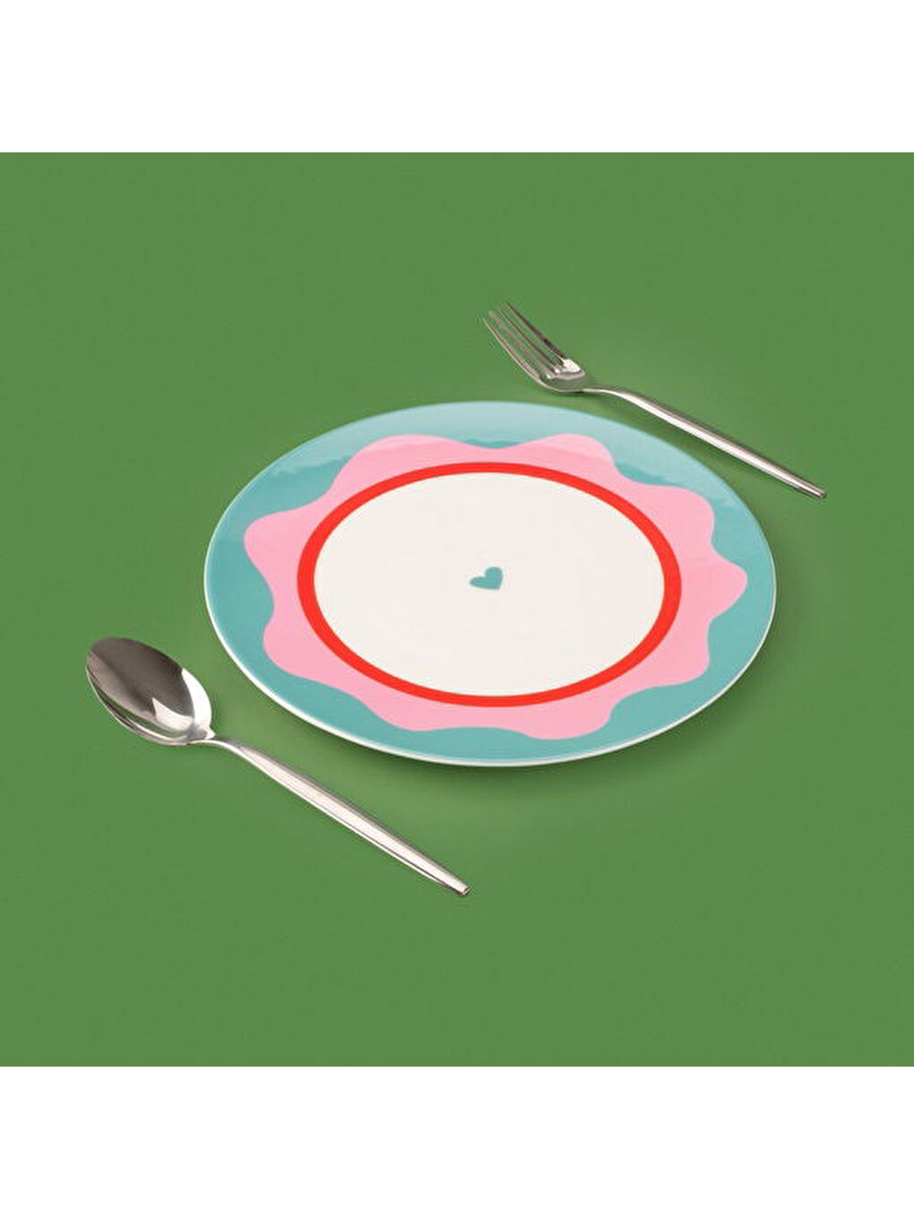Evidea Kitchen Granny Servis Tabağı - Yeşil / Pembe - 25 cm - 3
