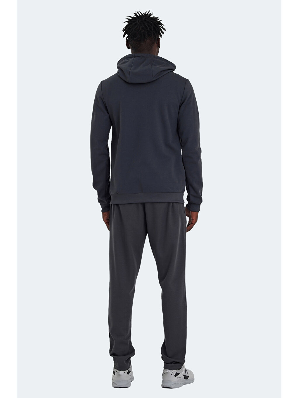 RICH Erkek Fermuarlı Kapüşonlu Cepli Koyu Gri Eşofman Takımı-2