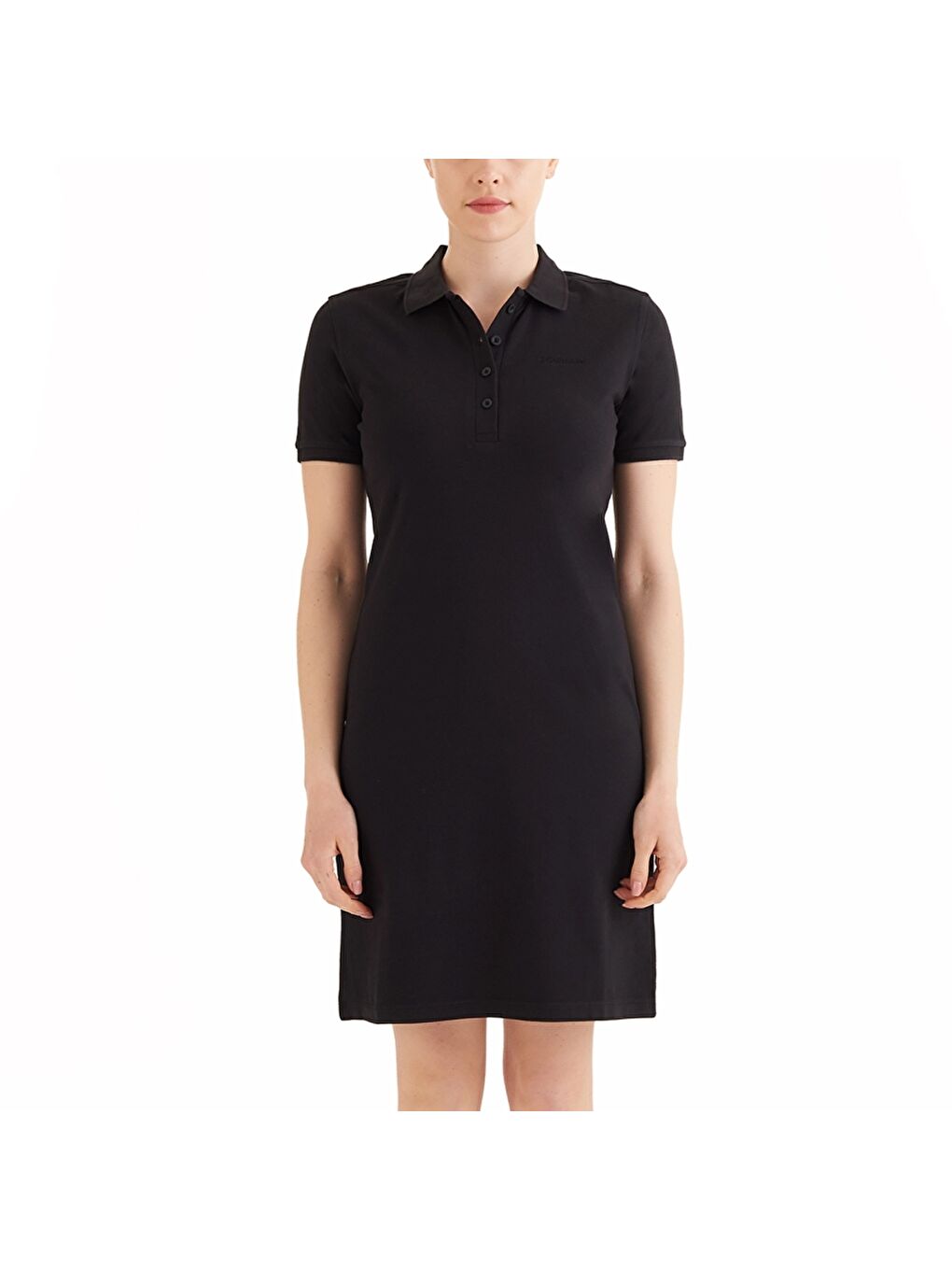 Siyah CSC Basic Polo Dress Kadın Kısa Kollu Elbise CS0378-010
