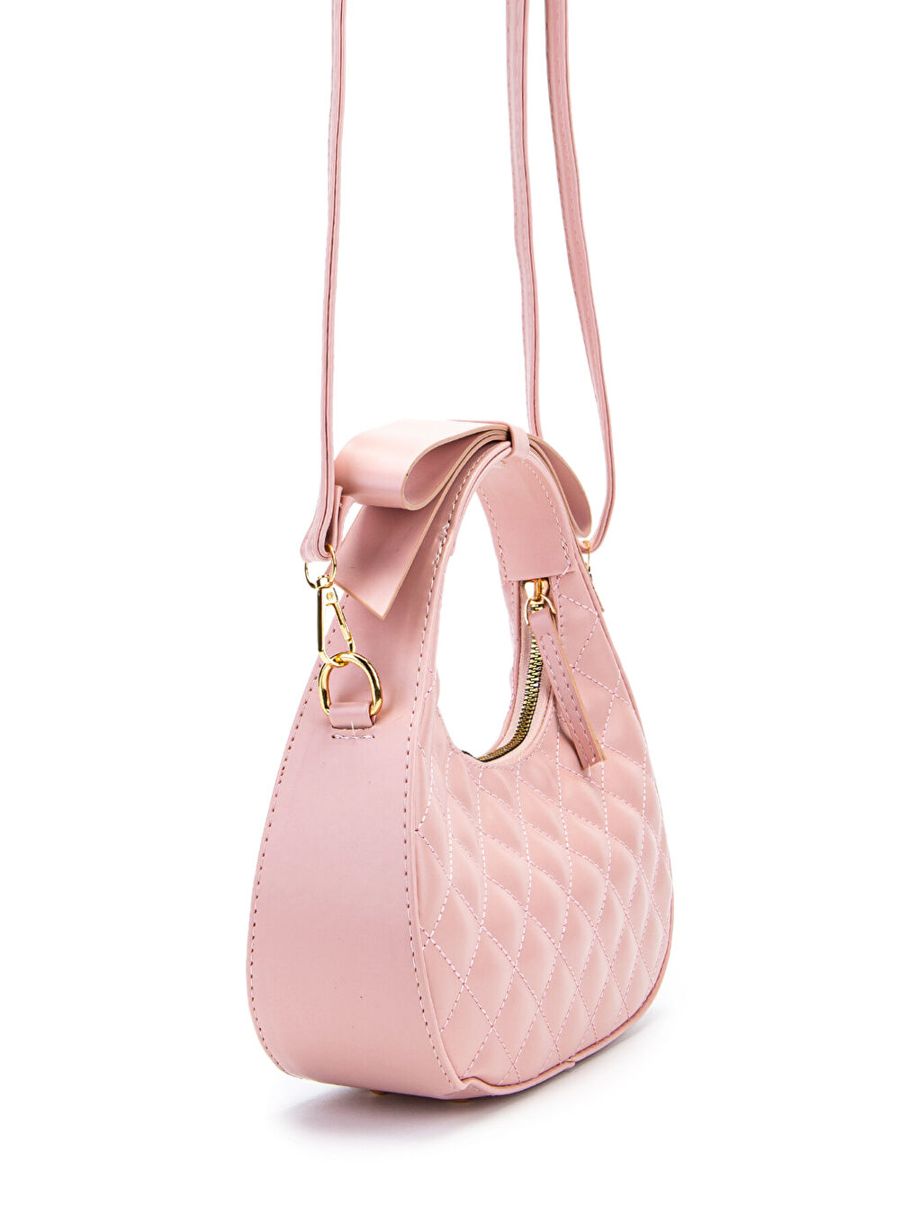 Pembe Fiyonk Askı Detaylı Mathilda Kadın Çapraz Çanta Pudra-4