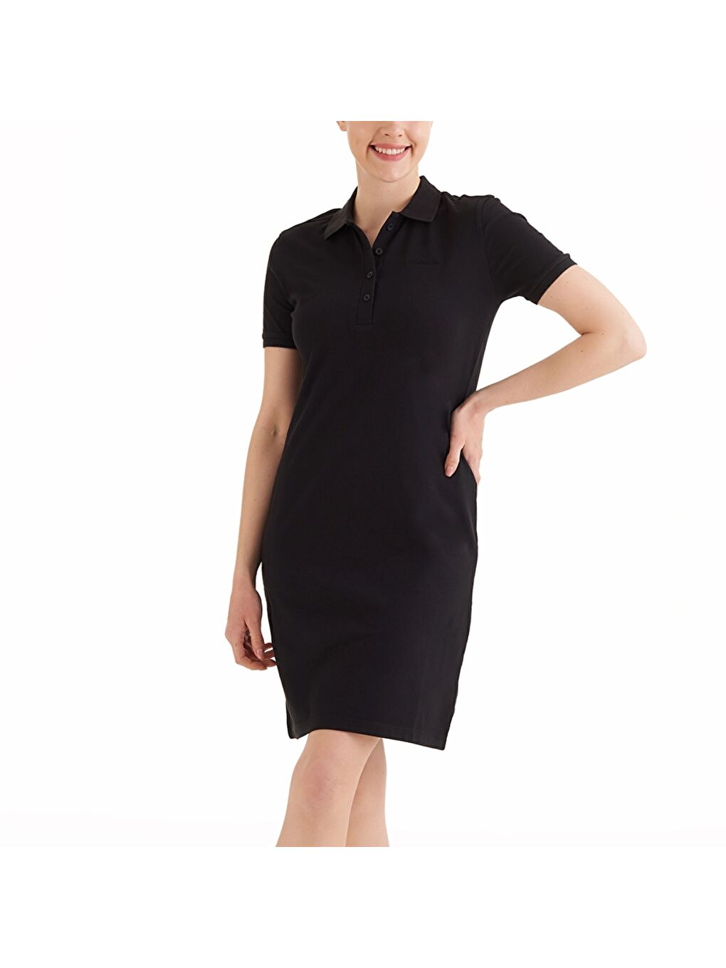 Siyah CSC Basic Polo Dress Kadın Kısa Kollu Elbise CS0378-010-4