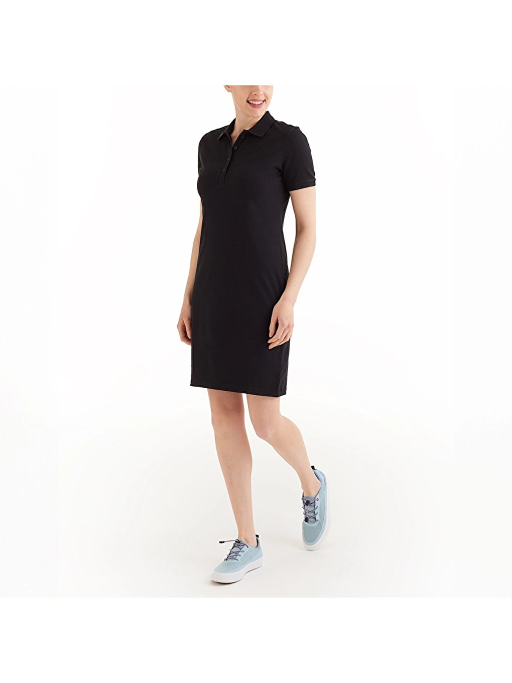 Siyah CSC Basic Polo Dress Kadın Kısa Kollu Elbise CS0378-010-5