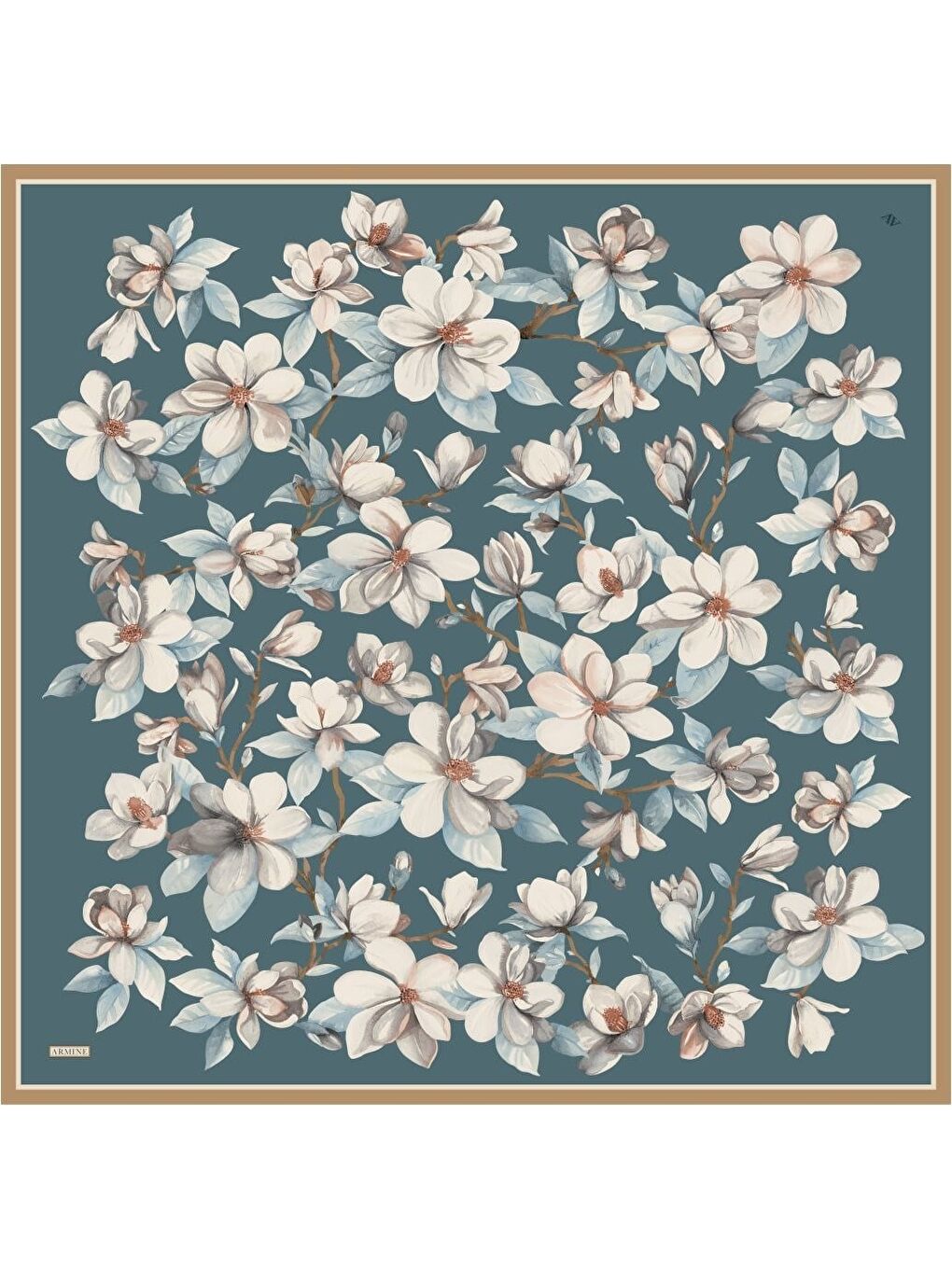 Petrol Saf İpek Twill Eşarp 9524D 83-4