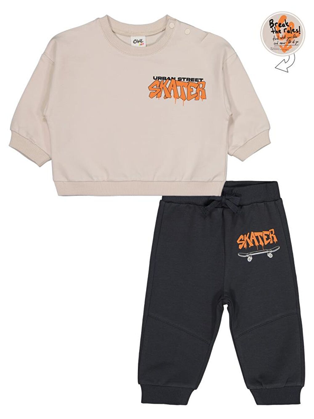 Bej Baby Baskılı 2'li 6-18 Ay Takım-1