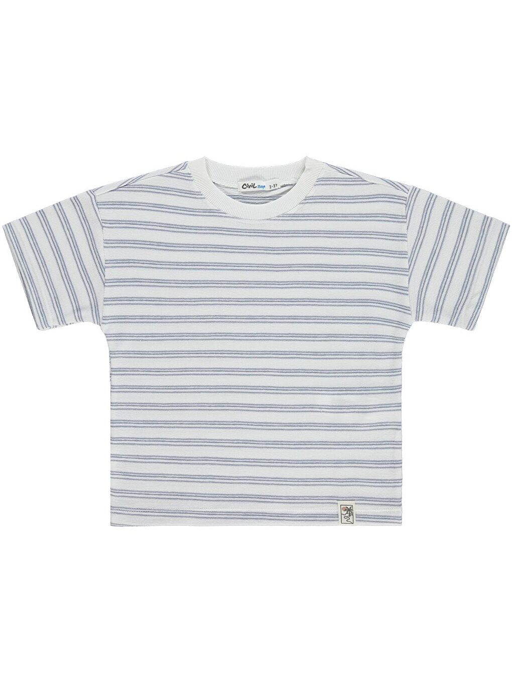 Boys Jakar Çizgili 2-5 Yaş Tişört - Mavi