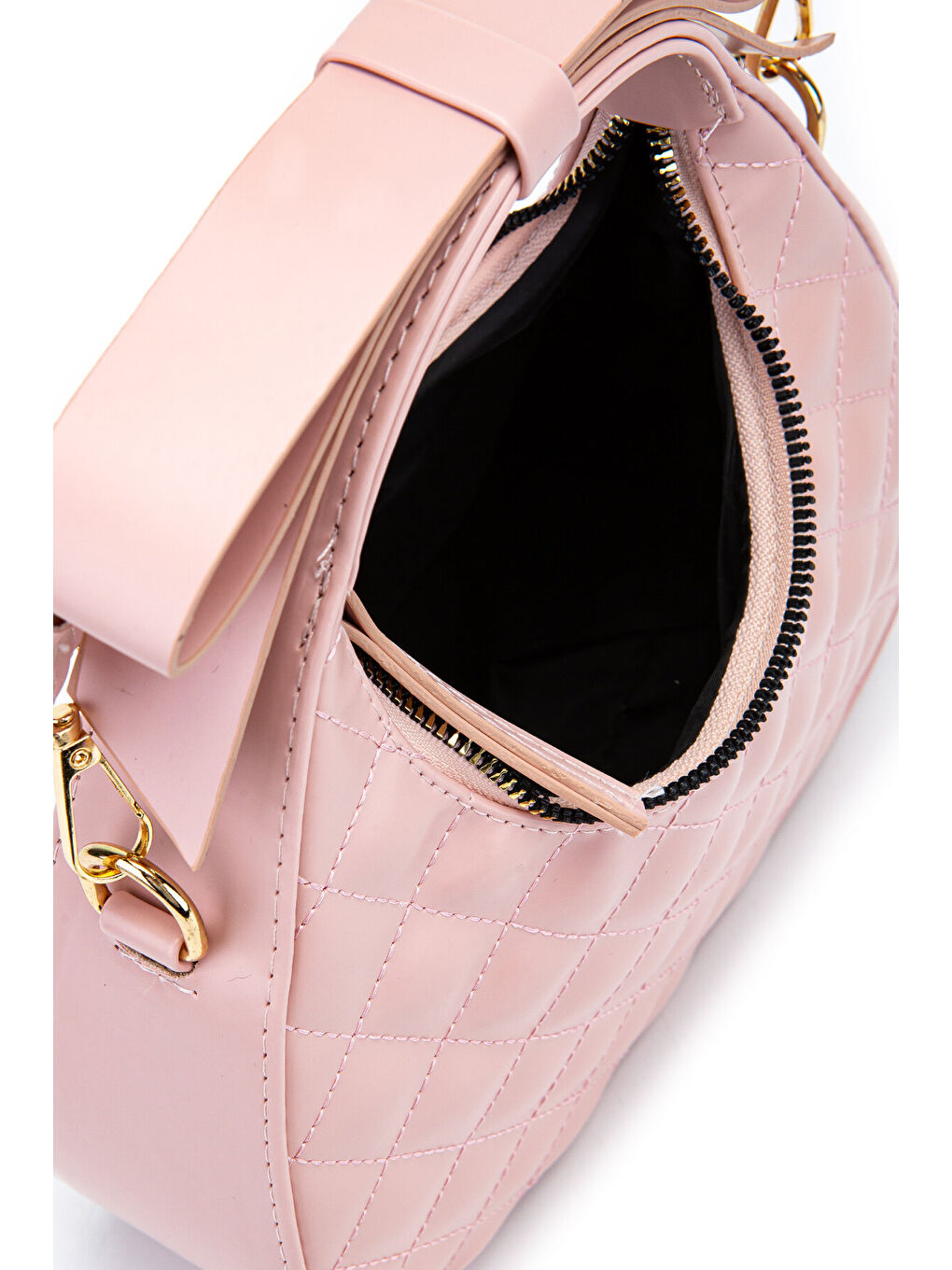 Pembe Fiyonk Askı Detaylı Mathilda Kadın Çapraz Çanta Pudra-5