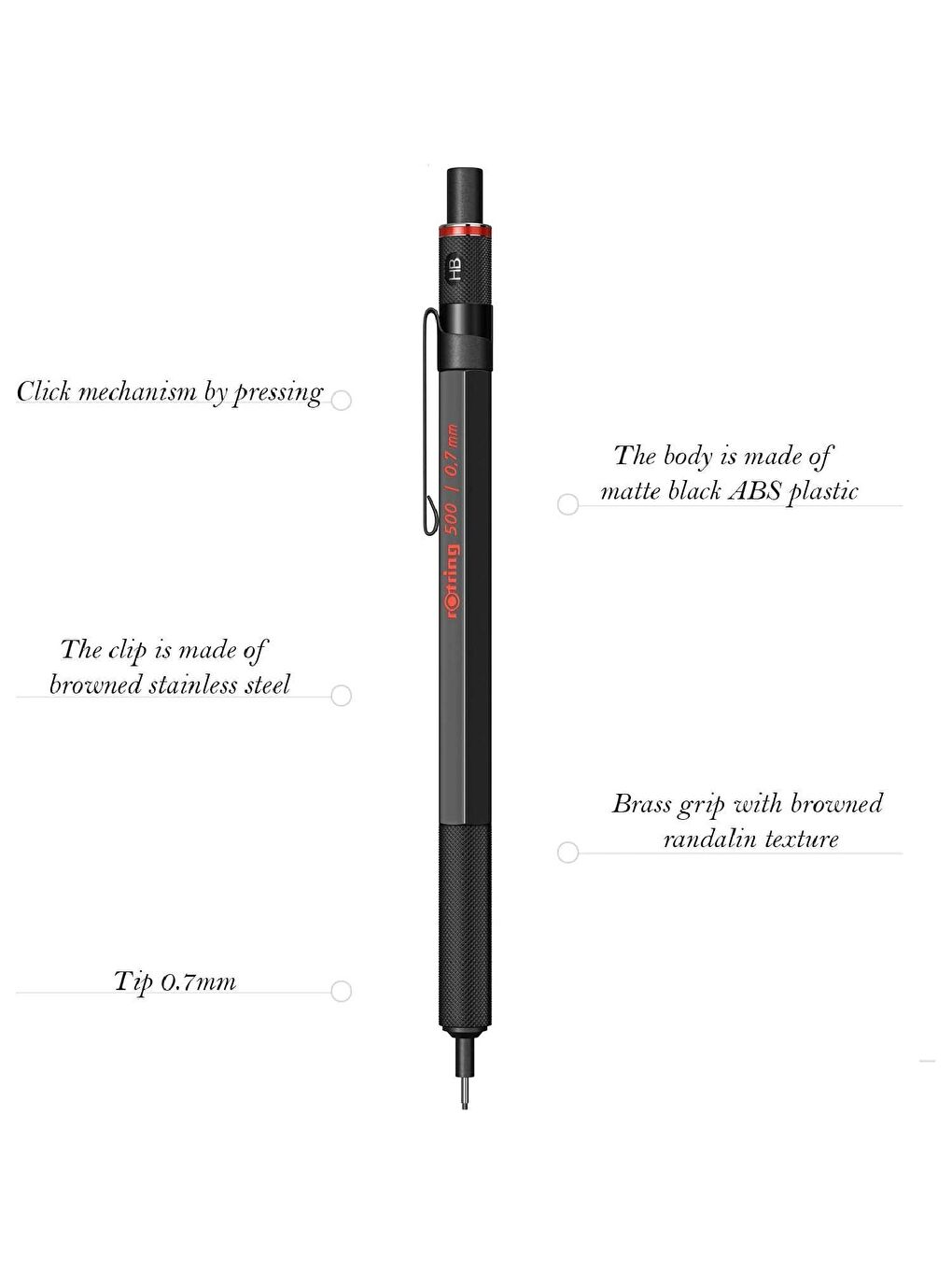 Rotring Siyah 500 Versatil Kalem 0.5 mm Siyah (2186325) - 9