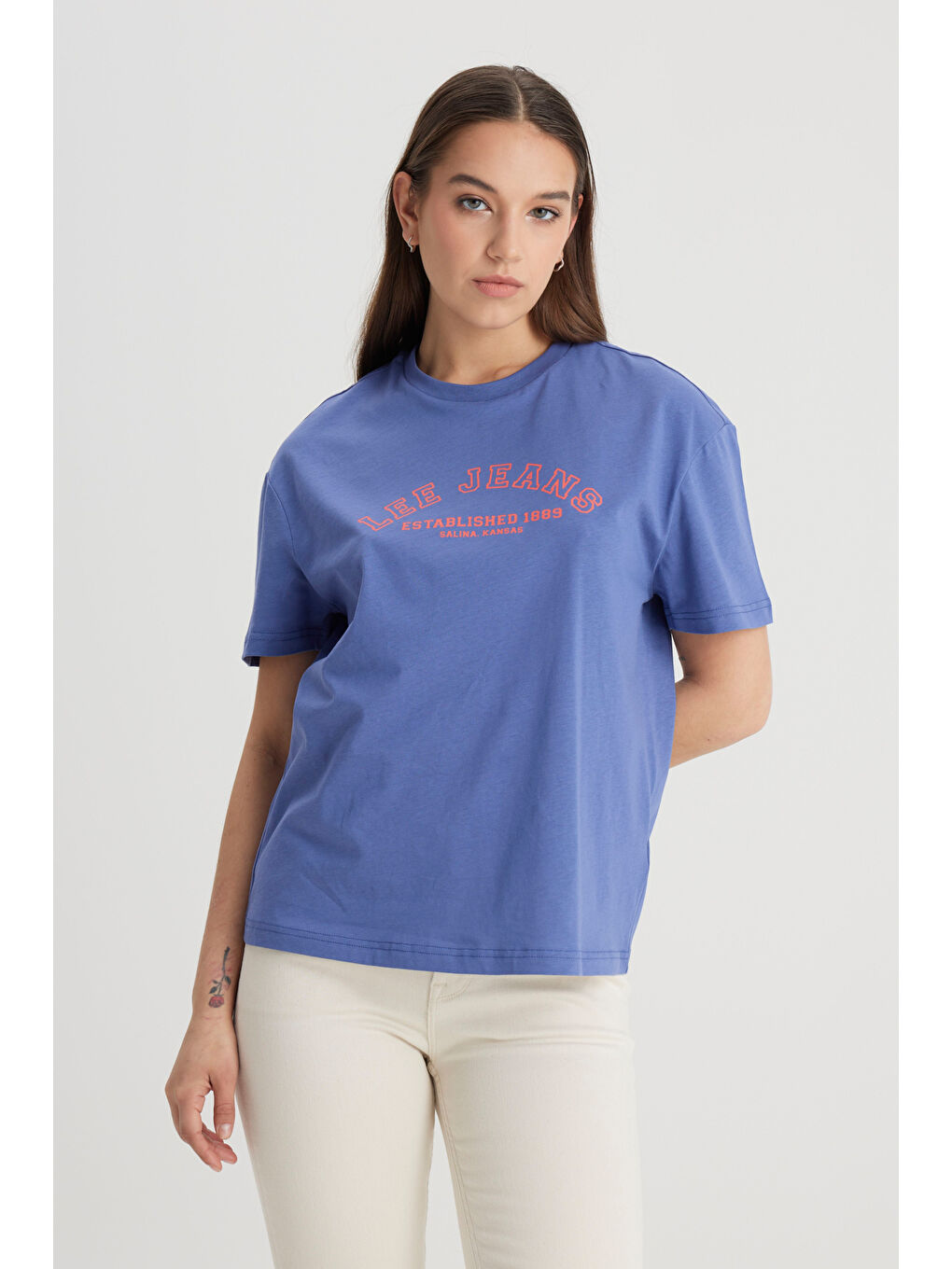 Regular Fit Normal Kesim Bisiklet Yaka %100 Pamuk Mor Tişört