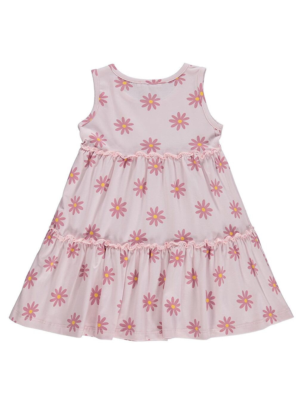 Pembe Girls Papatya Desenli 2-5 Yaş Elbise - Pudra-1