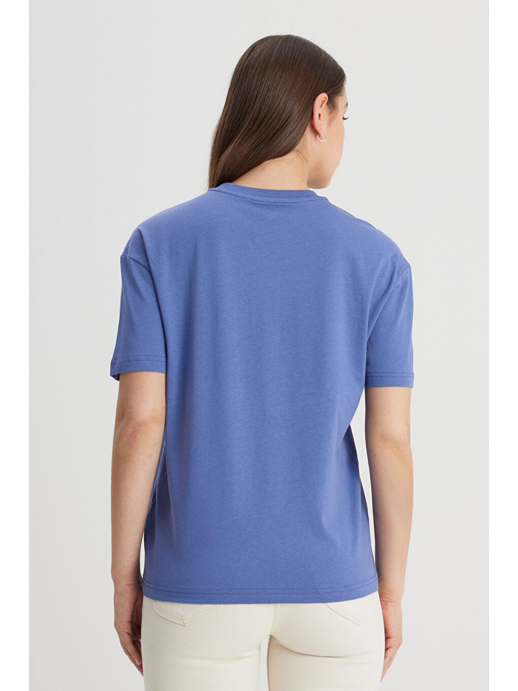 Regular Fit Normal Kesim Bisiklet Yaka %100 Pamuk Mor Tişört-4