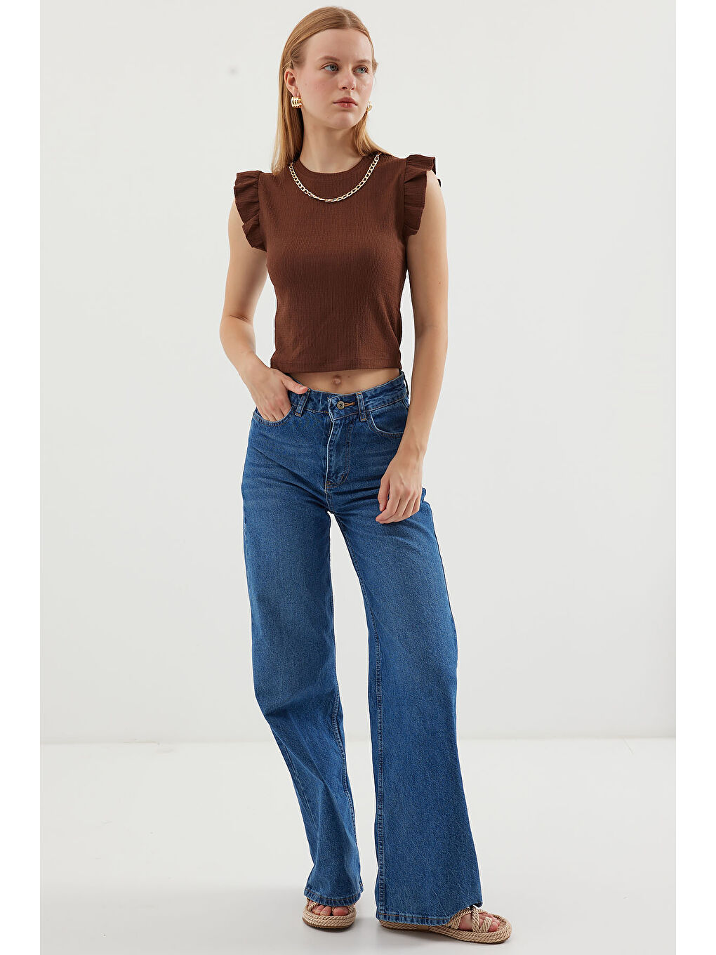 0430 Örme Bluz - Kahverengi-1