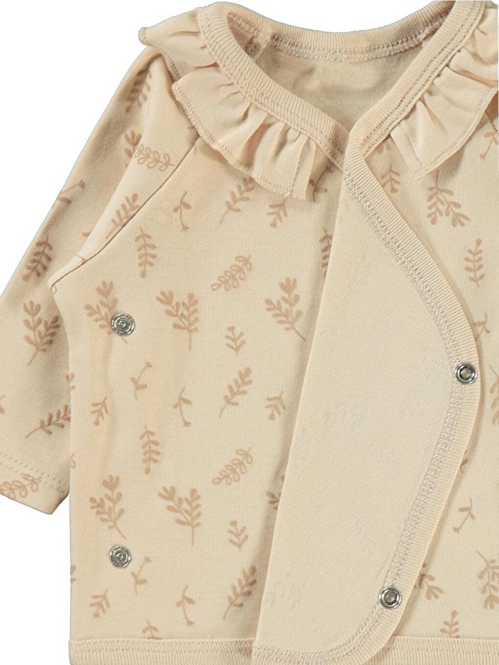 Bej Baby Kabartmalı Yaprak Empirme Zıbın Takımları-3