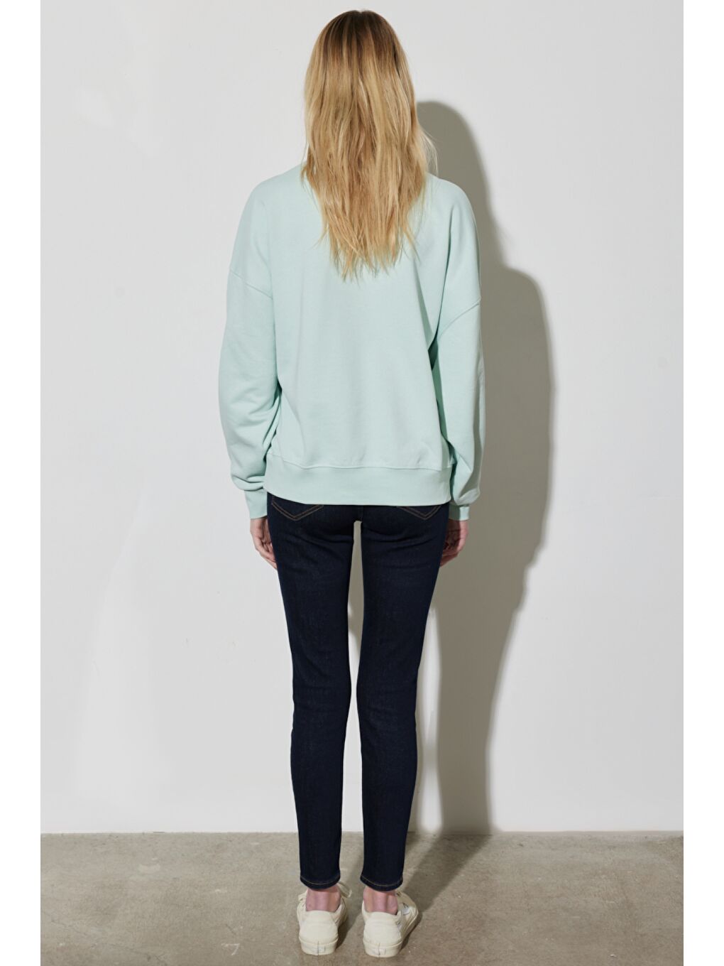 Regular Fit Normal Kesim %100 Pamuk Bisiklet Yaka Mint Yeşili Sweatshirt-4