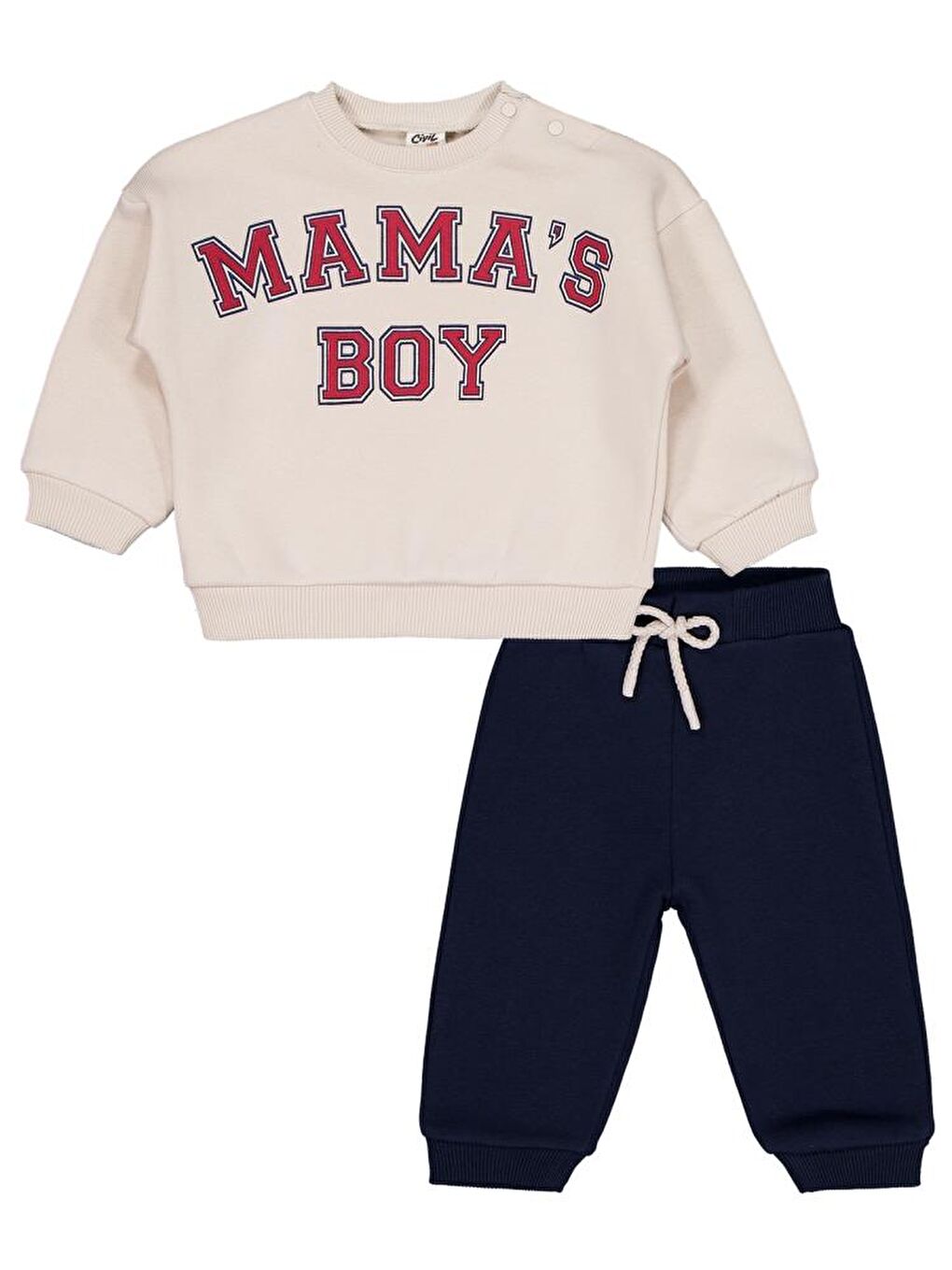 Bej Baby Mama's Boy Baskılı 6-18 Ay Takım