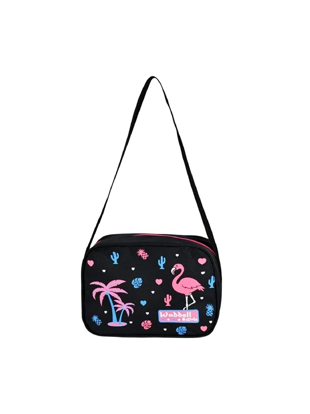 3 Bölmeli İlkokul ve Beslenme Çantası Flamingo Siyah-Pembe 3001-5