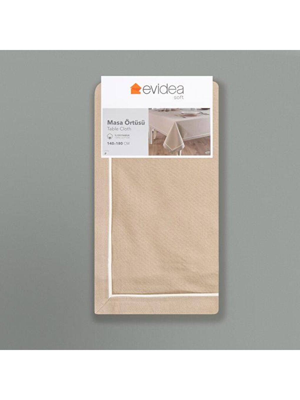 Soft Biyeli Masa Örtüsü - Bej - 140x180 cm-2