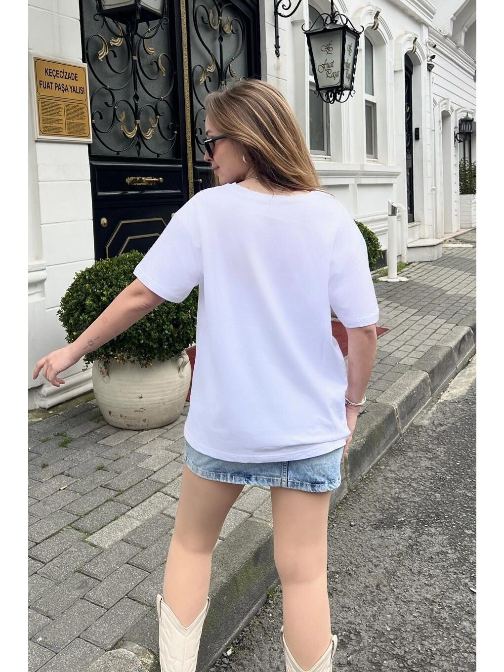 SHADE Beyaz Bianco Lucci Kadın Baskılı Pullu Penye Tshirt 60211005 - 3