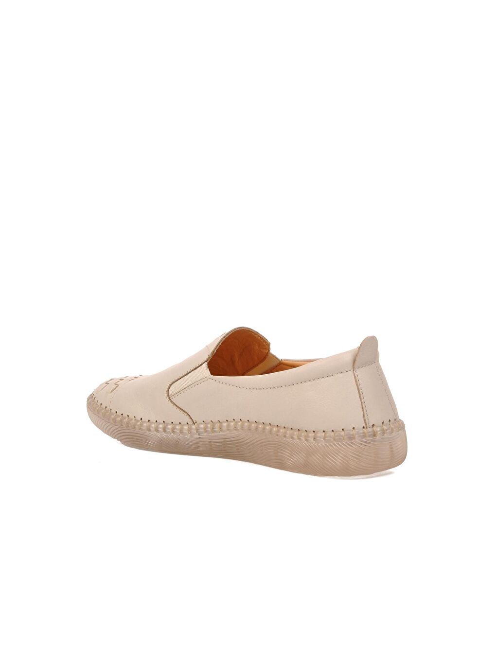 Bej Hakiki Deri Kadın Loafer Klasik Ayakkabı 04132-3