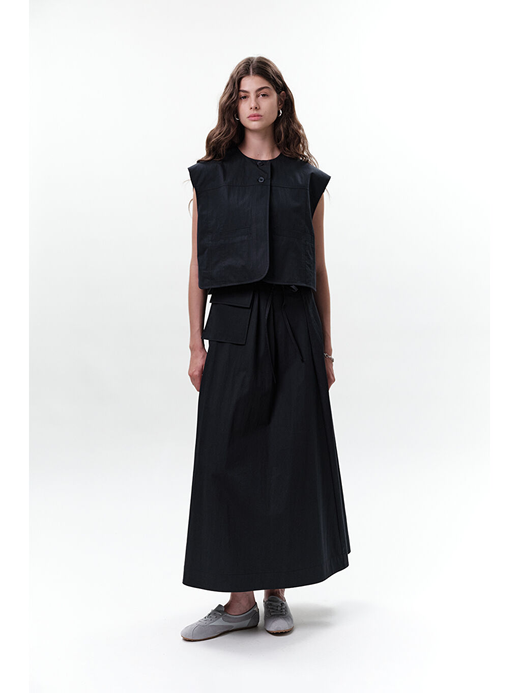 Cep Detaylı Kısa Yelek Lacivert-6