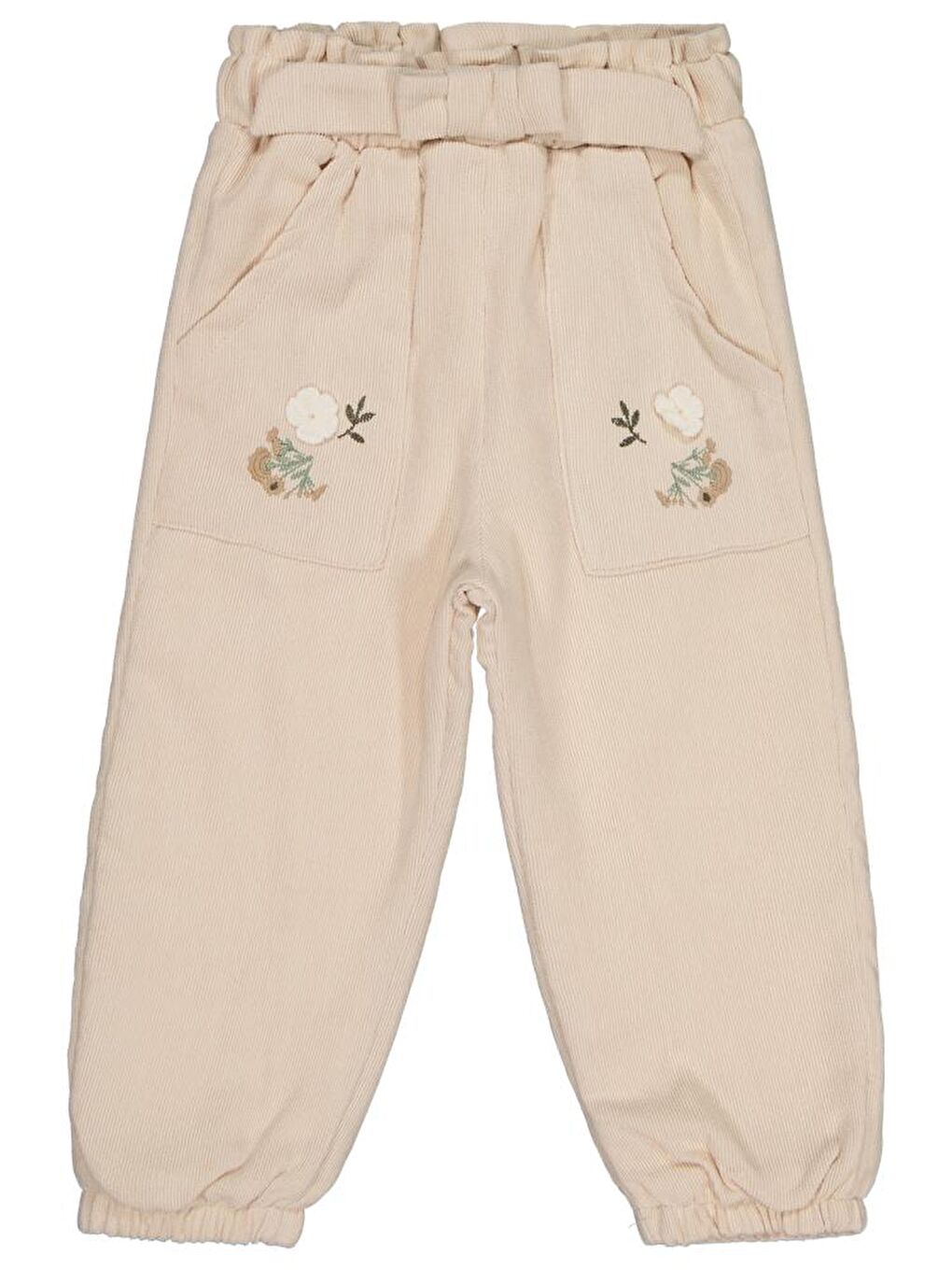 Bej Girls Fiyonklu 2-5 Yaş Pantolon-2