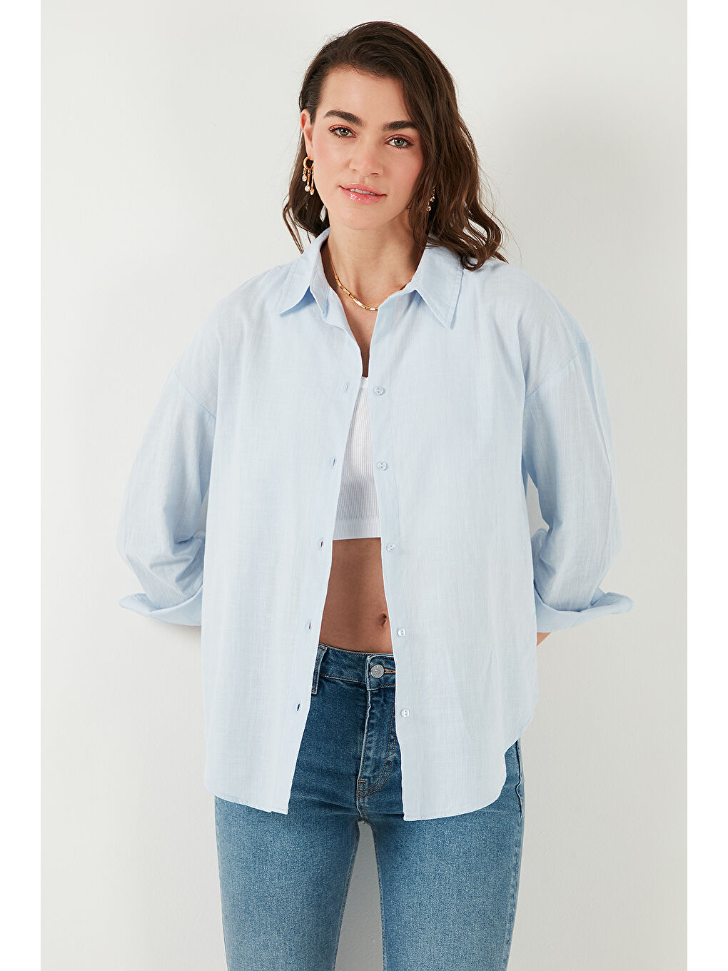 Mavi Pamuklu Regular Fit Uzun Kollu Düz Gömlek Cf25S168305-4