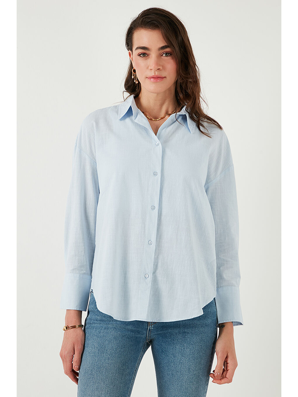 Mavi Pamuklu Regular Fit Uzun Kollu Düz Gömlek Cf25S168305-5