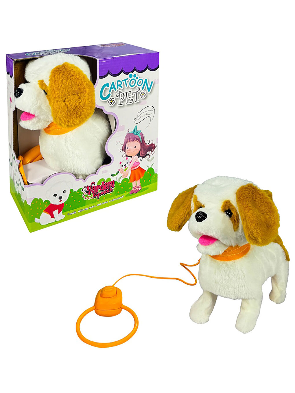 Pelüş Tasmalı Yürüyen Köpek Kahverengi-2